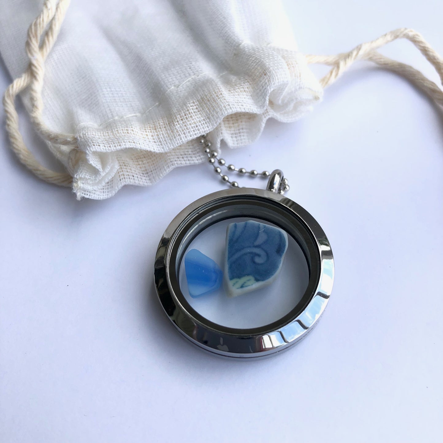 Beach Glass Memory Locket Necklace