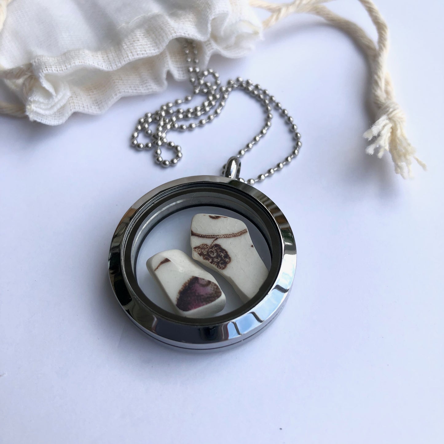 Beach Glass Memory Locket Necklace