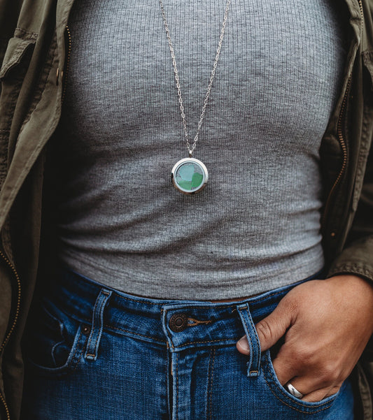 Beach Glass Memory Locket Necklace